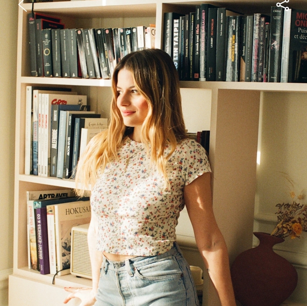 Sezane Camil T-shirt Melia Pointelle - Size M